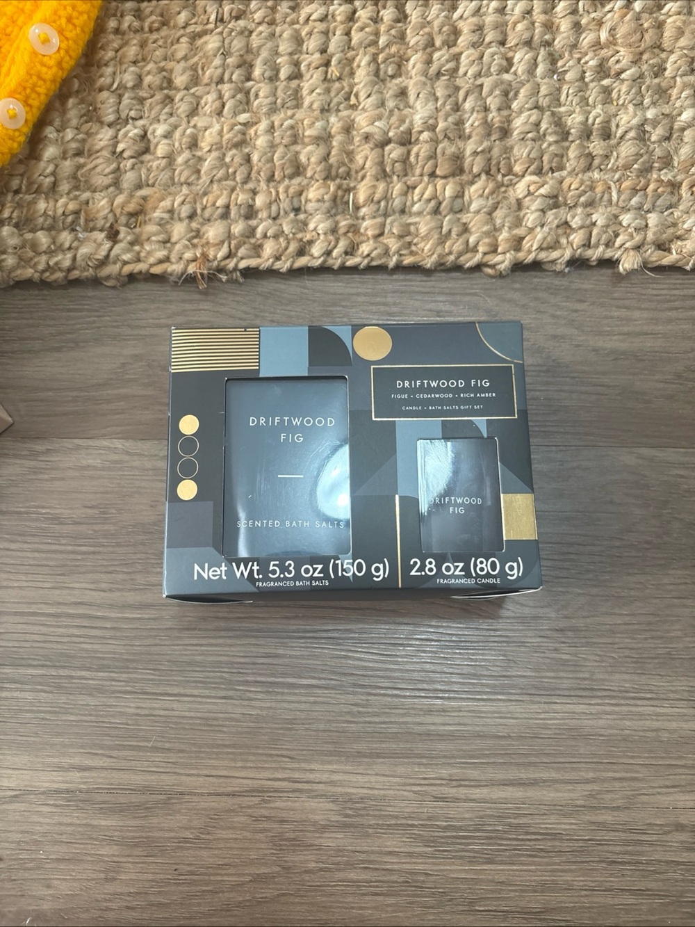 DRIFTWOOD Fig Bath Salts & Candle Set - Black & Gold